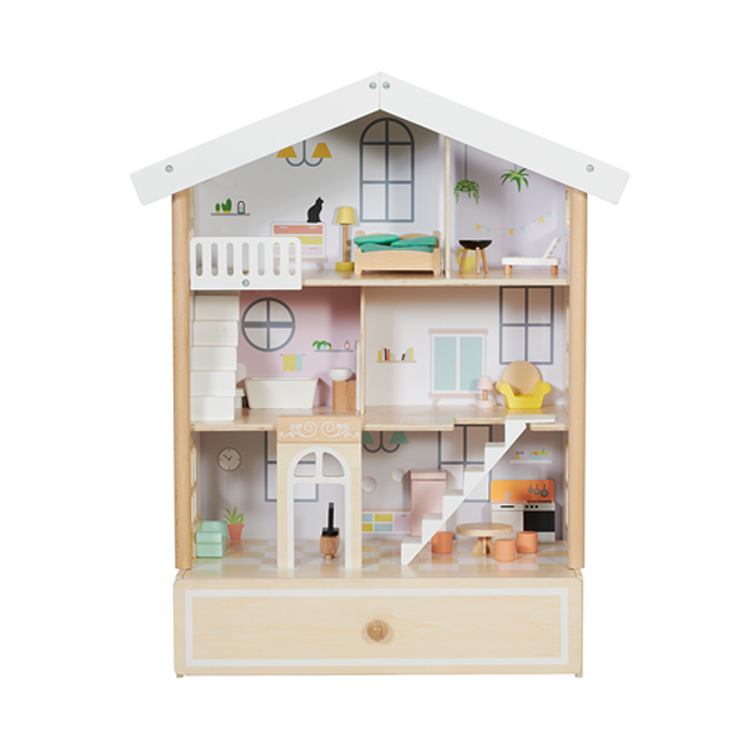 Simulation Mini Wooden Dollhouse with Drawer