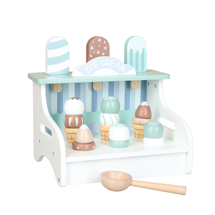 Mini Wooden Ice Cream Stand Toy for Role Play