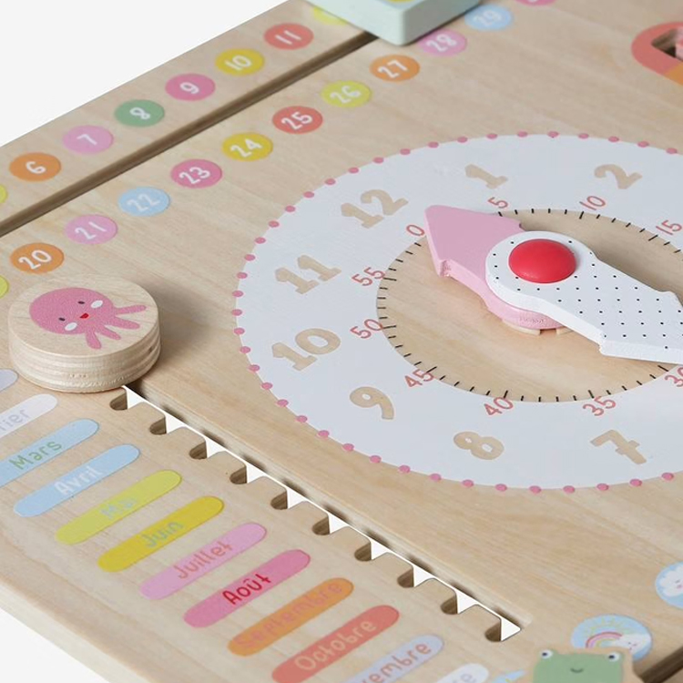 Early Learning Wooden Calendar Clock Toy for Kids