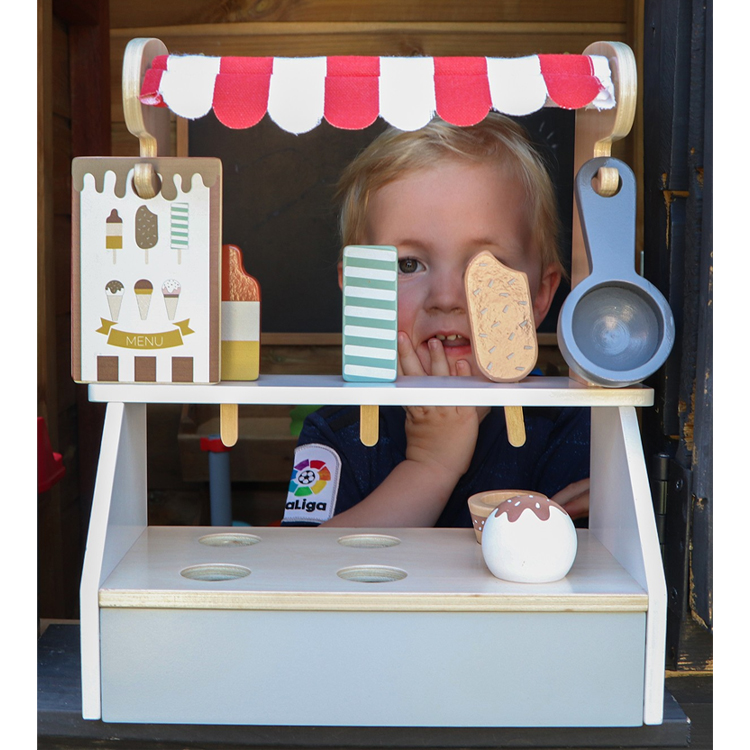 Pretend Play Wooden Ice Cream Stand Toy for Kids