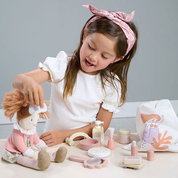 Kids Wooden Makeup Toys Set with Drawstring Bag