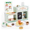 2-in-1 Wooden Toy Coffee Making Store Playset with Food Toys Accessories