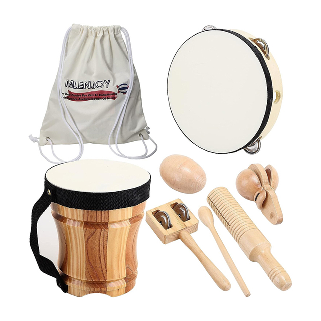 Wooden Musical Instruments Kids Drum Set Toy 