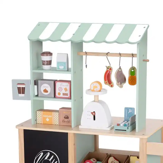 Simulation Wooden Shopping Cart Toy for Kids