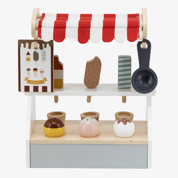 Pretend Play Wooden Ice Cream Stand Toy for Kids