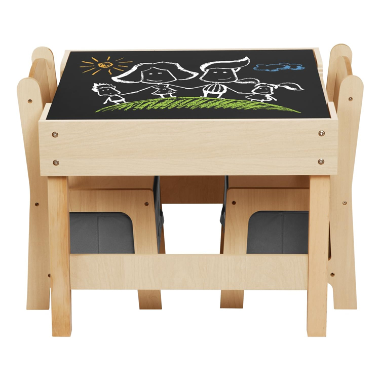 3 in 1 Kids Wooden Table & 2 Chair Set