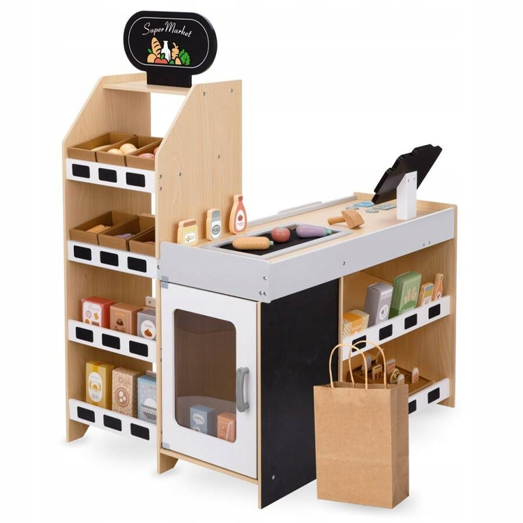 Role Play Wooden Supermarket Toys Set for Kids