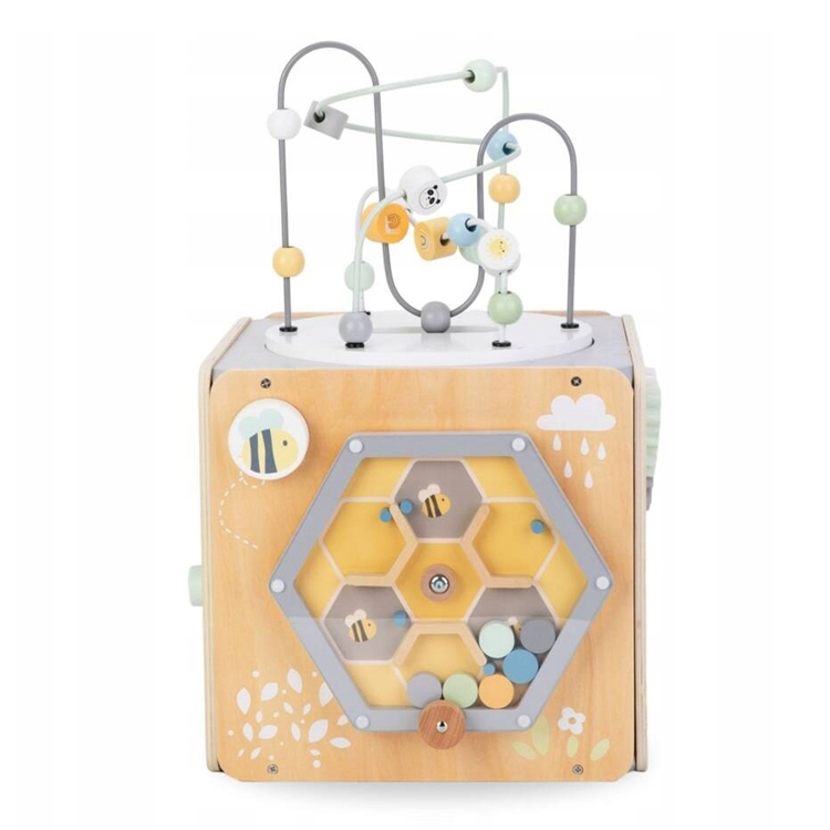 Kids Wooden Activity Cube with Beads Maze