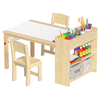 Kids Wooden Table and Chair Set with Bookshelf