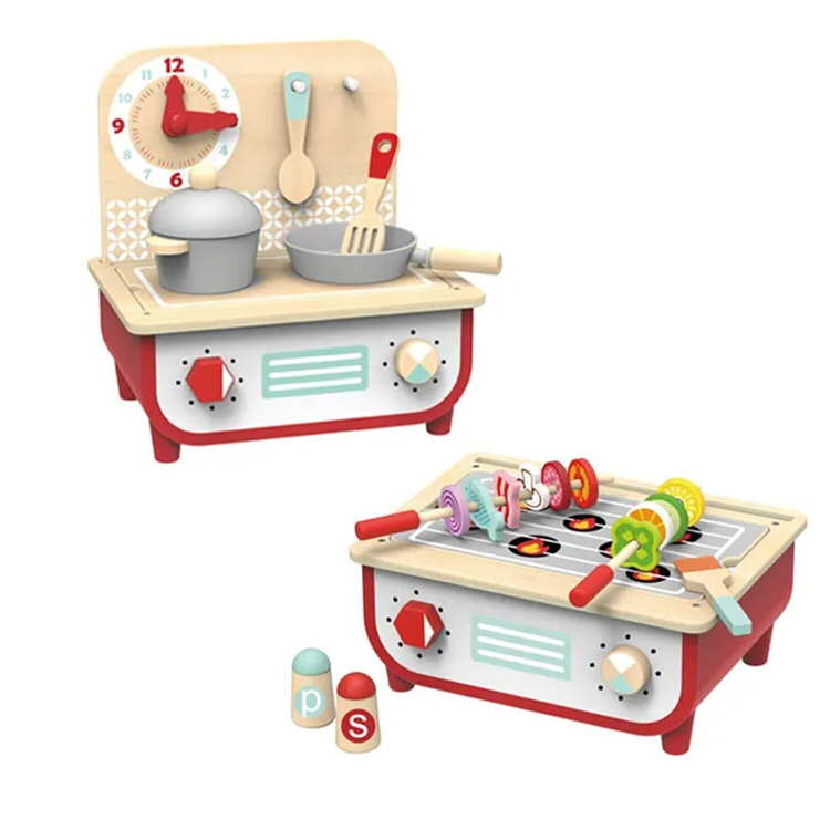 Simulation Mini Wooden Kitchen Stove Toy For Kids
