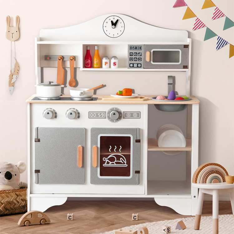 Cooking Pretend Play Wooden Kitchen Toy Set for Kids