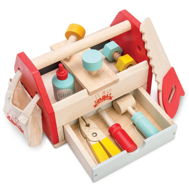Pretend Play DIY Tool Kit Wooden Tool Box Toy for Kids