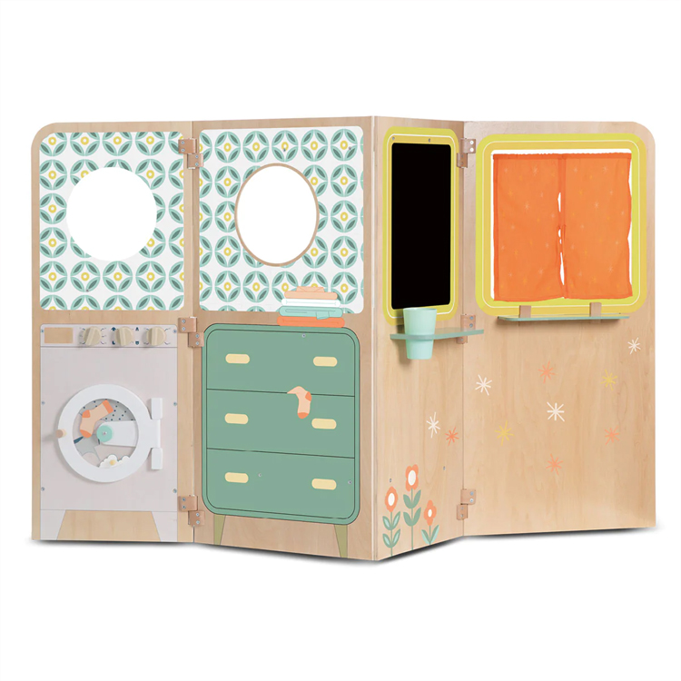 Little House Foldable Wooden Play Kitchen for Kids
