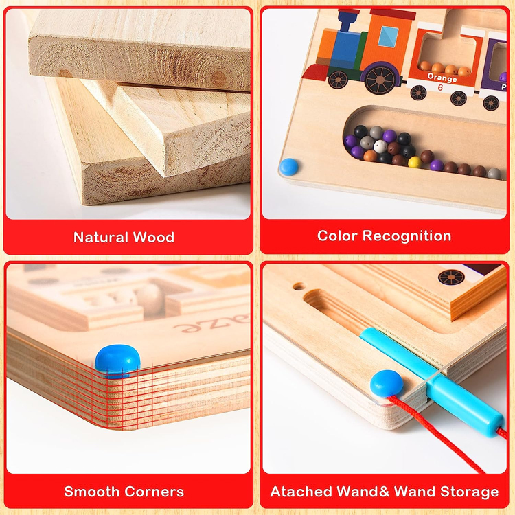 Montessori Magnetic Color And Number Wooden Maze Board Toys