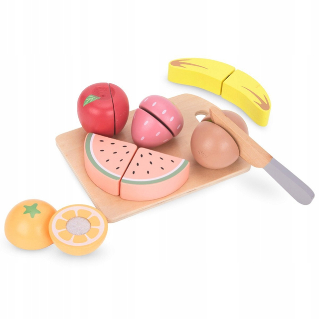 Kitchen Pretend Food Play Wooden Cutting Fruit Toys for Kids