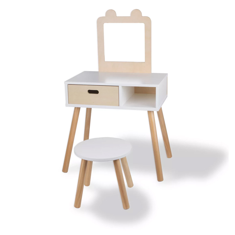 Kids Wooden Dressing Table with Stool 