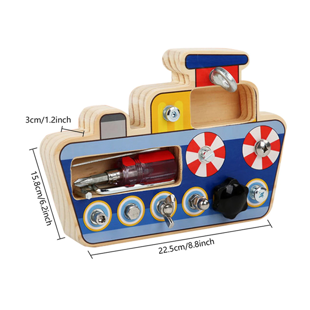 Wooden Ship Take - Apart Toy with Tools for Kids