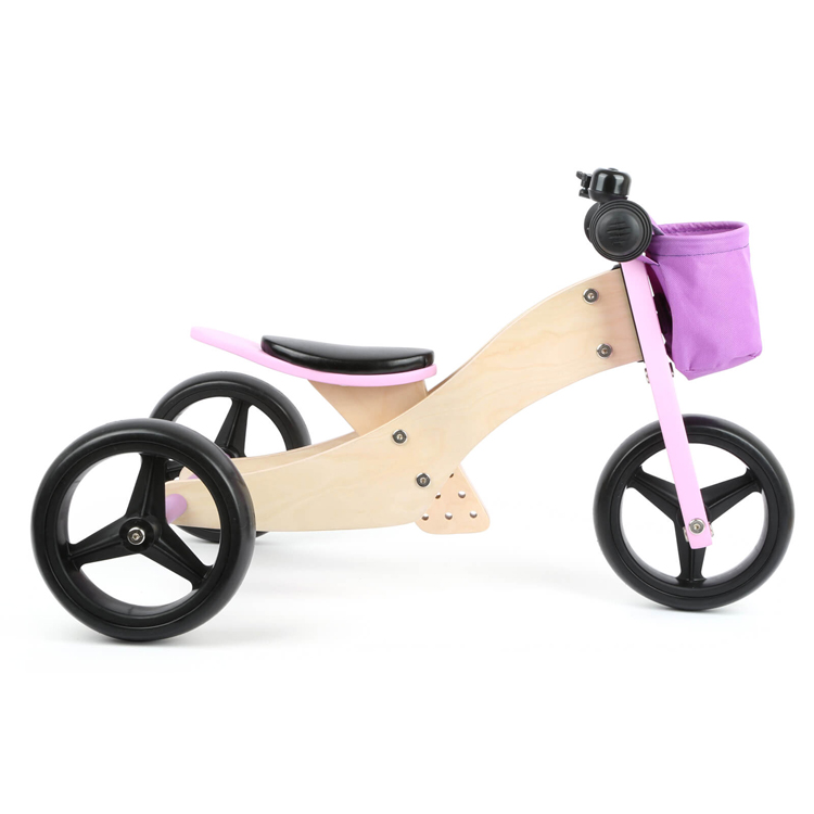 Wooden Kids Tricycle with purple and Storage Basket