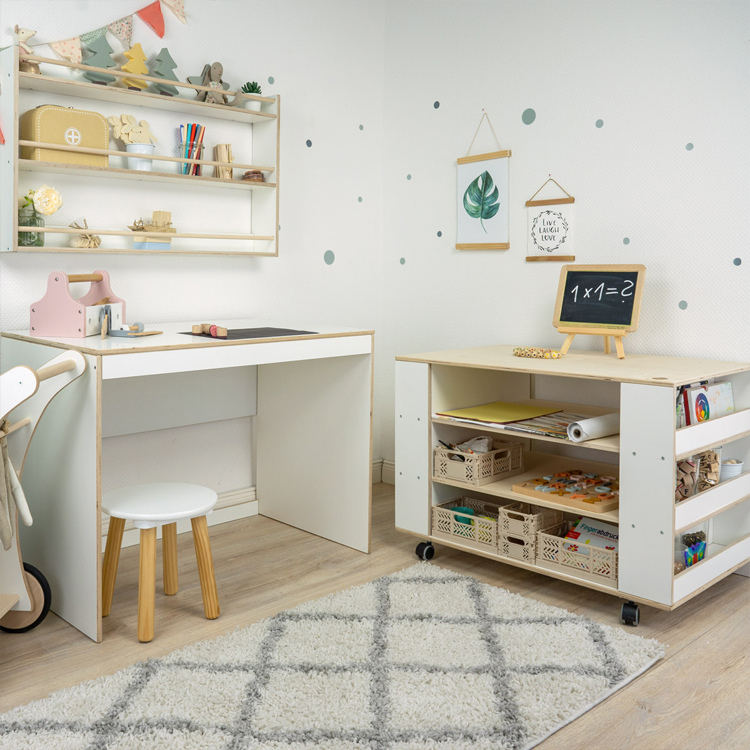 Wooden Convertible Kids Activity Table and Storage Unit with Shelf