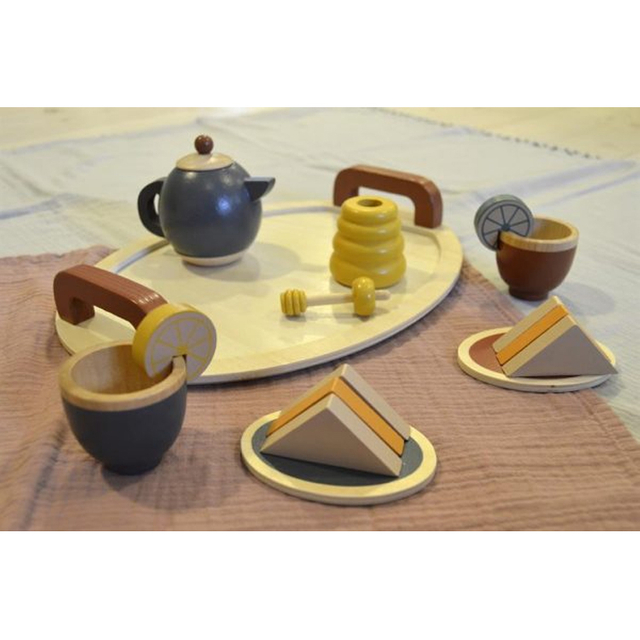 Wooden Afternoon Tea Play set with Teapot, Cups and Snacks