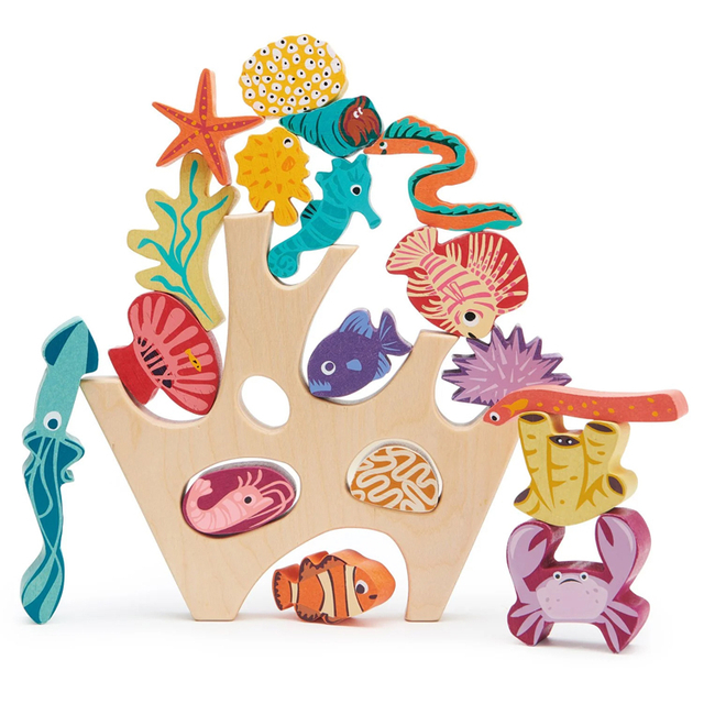 Wooden Ocean Coral Reef Stacking Toy with Marine Animal