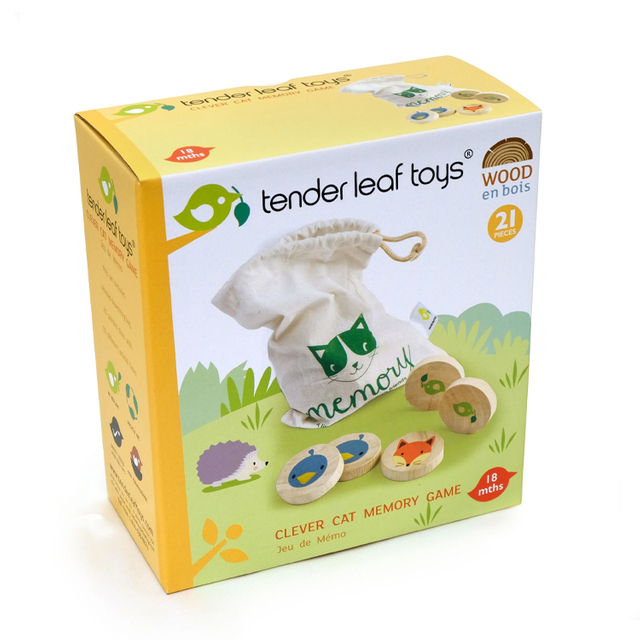 Wooden Animal Memory Game Coin with Portable Cloth Bag