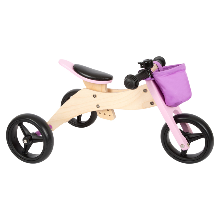 Wooden Kids Tricycle with purple and Storage Basket