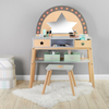 Wooden Kids Vanity Set with Stool and Star-Themed Mirror
