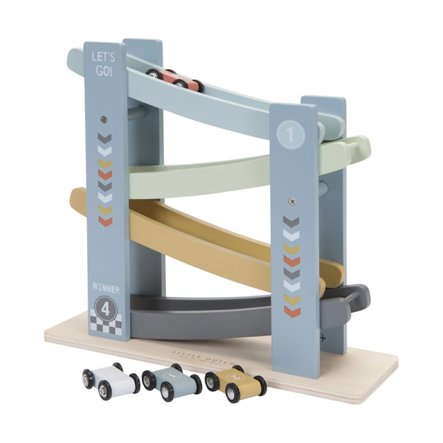 Wooden Ramp Racer Toy Set with Gliding Cars
