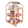 Removable Wooden Three - Story Dollhouse with Furniture