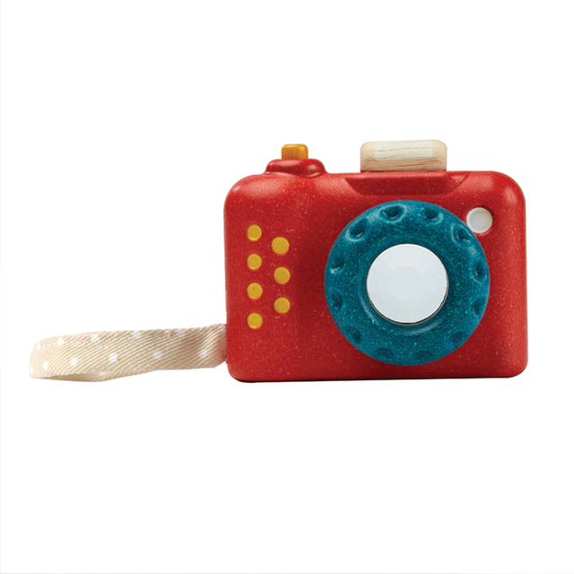 Wooden Red Camera Toy for Kids' Pretend Play