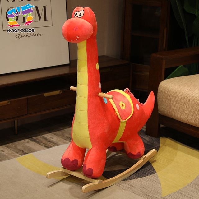 Plush Dinosaur Rocking Toy with Wooden Base for Kids