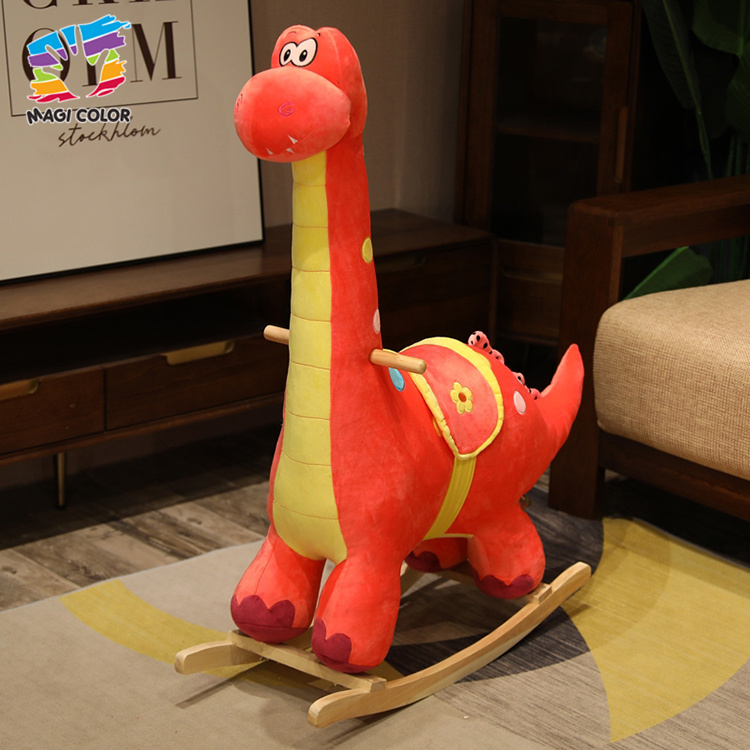 Plush Dinosaur Rocking Toy with Wooden Base for Kids