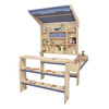Wooden Kids Pretend Play Shop Set with Canopy and Play Food