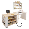 Wooden Convertible Kids Activity Table and Storage Unit with Shelf