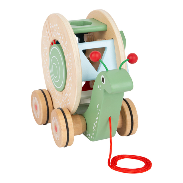Wooden Snail Pull Along Toy with Shape Sorting