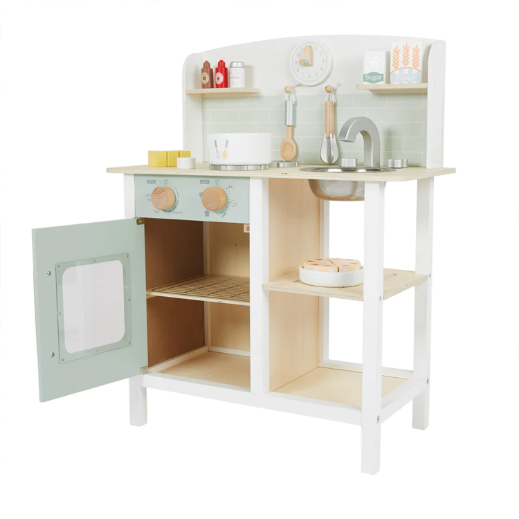 Wooden Kids Play Kitchen Set with Chalkboard