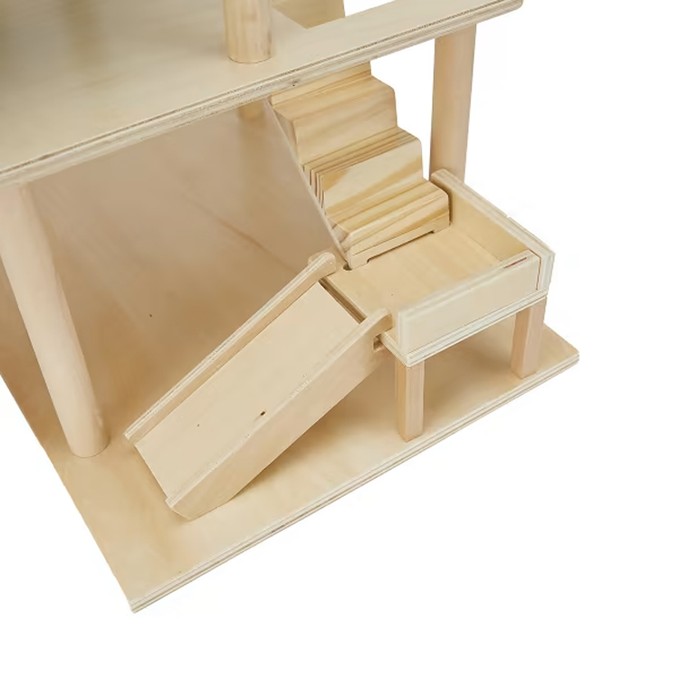 Wooden Tree House Dollhouse with Swing & Slide 