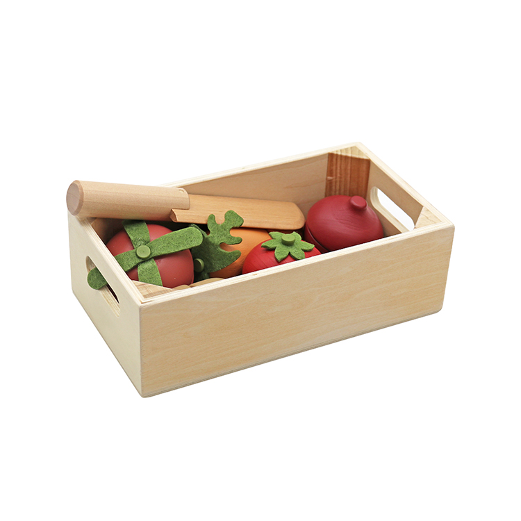 Wooden Vegetable Cutting Play Set and Storage Box