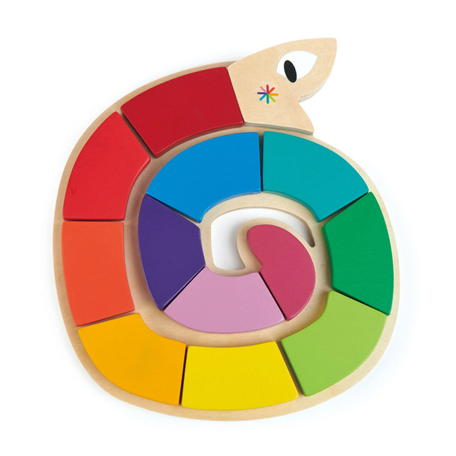Wooden Snake Shape Puzzle Toy for Kids' Color and Shape Learning