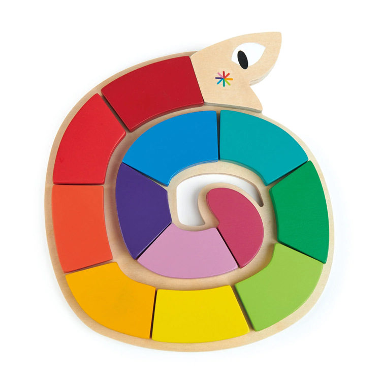 Wooden Snake Shape Puzzle Toy for Kids' Color and Shape Learning