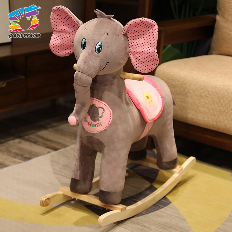 Gray & Pink Polka-Dot Elephant Plush Rocking Toy for Kids