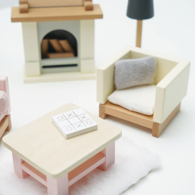 Wooden Mini Living Room Furniture Set for Dollhouse