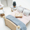 Wooden Mini Dollhouse Bedroom Furniture Set with Accessories