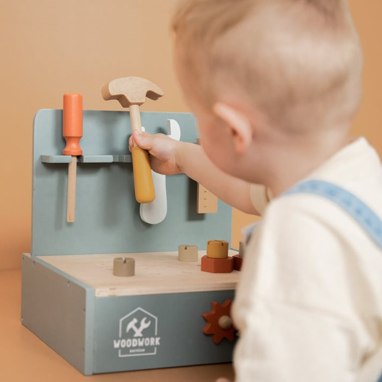 Wooden Kids Tool Bench Play Set with Building Tools