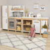 Large Wooden Kids Play Kitchen Set with Laundry Appliance and Storage