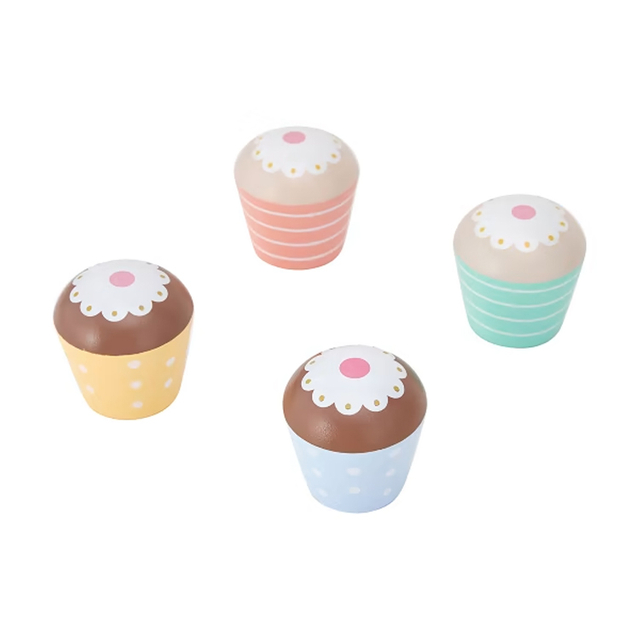 Wooden Cupcake Toy Set with Serving Tray 