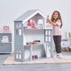 Large Gray Wooden Three - Story Dollhouse