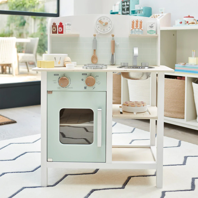 Wooden Kids Play Kitchen Set with Chalkboard