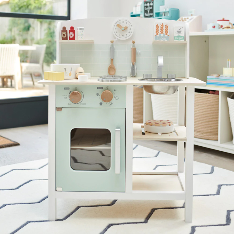 Wooden Kids Play Kitchen Set with Chalkboard